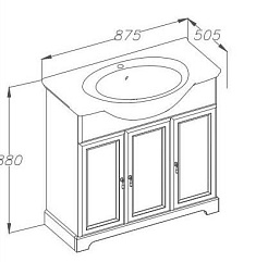 Opadiris Тумба с раковиной Кама 85 слоновая кость – фотография-2
