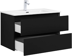 Aquanet Мебель для ванной Вега 2.0 80 Flat подвесная черная матовая – фотография-6