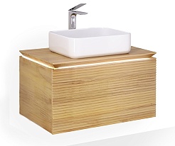 Jorno Тумба под раковину Karat 80 с подсветкой светлый бук – фотография-1