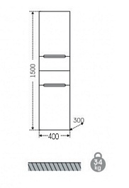СанТа Пенал для ванной Лондон 40 подвесной – фотография-2