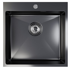 Mixline Мойка настольный монтаж 50/50 (2,0) выпуск 3 1/2 черный графит – фотография-2