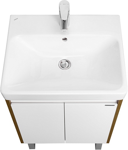 Акватон Тумба под раковину Сканди Doors 55 белая/дуб рустикальный – картинка-9