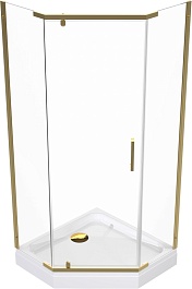 Triton Душевой уголок Дека-Голд 100x100 стекло прозрачное профиль золото с поддоном – фотография-2