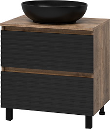 Brevita Тумба под раковину Dakota 70 дуб галифакс олово/черный кварц – фотография-2