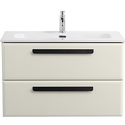 Cezares Тумба с раковиной Eco Cer-N 80 брашированная альпака CZR-8073-80 ручки матовые чёрные – фотография-2