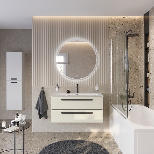 Cezares Тумба с раковиной Eco Cer-N 100 брашированная альпака CZR-8073-100 ручки чёрные – картинка-3