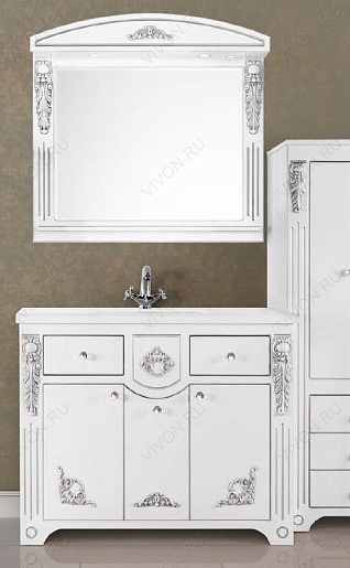 Водолей Тумба с раковиной "Версаль 120" белая/серебро – фотография-2