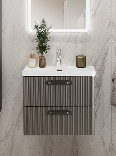 BelBagno Тумба с раковиной Due 50 подвесная Оружейная сталь ручки Матовый тёмный никель – фотография-14