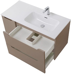 BelBagno Тумба с раковиной Etna 100 R подвесная бежевая матовая – фотография-8