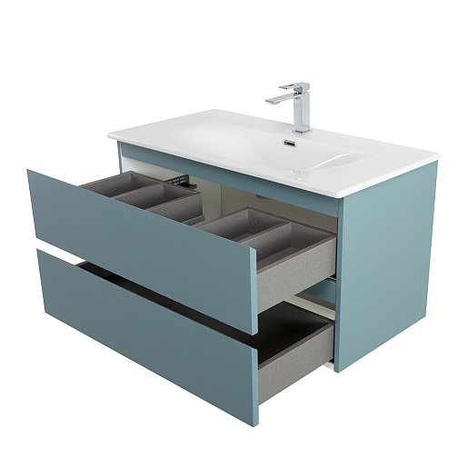 BelBagno Тумба с раковиной Kraft 90 подвесная Голубой матовый – фотография-10
