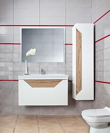Бриклаер Мебель для ванной Брайтон 100 (Фостер) белая матовая/дуб кера – фотография-2