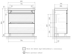 Equil Тумба с раковиной Corner 80 2 ящика напольная белая – фотография-5
