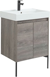 Aquanet Тумба под раковину Nova Lite 60 2 дверцы подвесная дуб рошелье – фотография-11