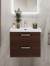 BelBagno Тумба с раковиной Due 60 подвесная Noce ручки Хром полированный – фотография-14