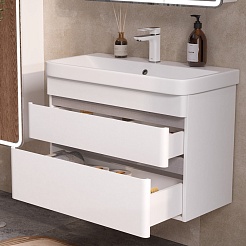 Equil Тумба с раковиной Soldi 80 2 ящика подвесная белый софт – фотография-11