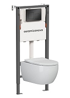 Ceramicanova Подвесной унитаз Play Rimless с системой инсталляции Balance кнопка Square черный матовый