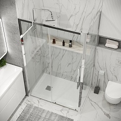 Grossman  Душевой уголок Cosmo 130x70x195 профиль хром стекло прозрачное – фотография-4