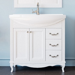 ValenHouse Тумба под раковину Эллина 85 белая, фурнитура хром – фотография-1