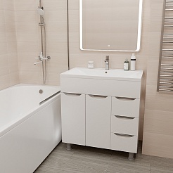 Mixline Тумба с раковиной Этьен 80 белая правая – фотография-8