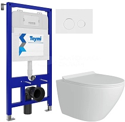 Teymi Унитаз подвесной Lina Pro T40112 с инсталляцией Aina T70011 с кнопкой Lina T70106 – фотография-1
