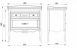 ASB-Woodline Тумба с раковиной Модерн 85 белый, (патина серебро) – фотография-2