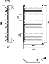 Domoterm Полотенцесушитель электрический Лаура П9 500x700 ER золото – фотография-3