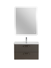BelBagno Тумба с раковиной Due 80 подвесная Оружейная сталь ручки Матовый атласный никель – фотография-17