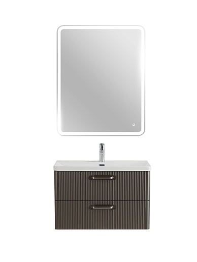 BelBagno Тумба с раковиной Due 80 подвесная Оружейная сталь ручки Матовый атласный никель – картинка-17