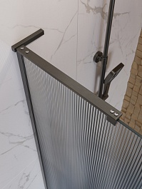 BelBagno Душевая перегородка Uno UNO-L-1-TB-90-FL-GM 90x200 профиль оружейная сталь стекло рифленое – фотография-4