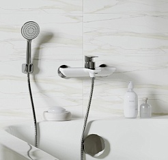 Mixline Смеситель для ванны и раковины 35k ML33-01 "City White" белый/хром – фотография-4