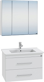 СанТа Мебель для ванной Вегас 75 подвесная с зеркальным шкафом Стандарт 80 белая – фотография-1