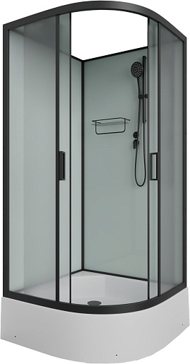 Frank Душевая кабина F400/2 M Black без крыши профиль черный стекло матовое – фотография-2