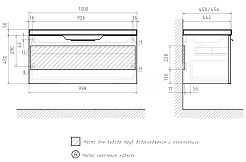Equil Тумба под раковину Mirage 100 1 ящик подвесная графит софт – фотография-4