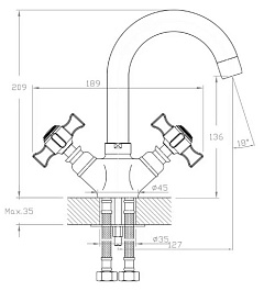 Mixline Смеситель для раковины 1/2 керамический ML30-042 "Classic" высокий излив – фотография-4