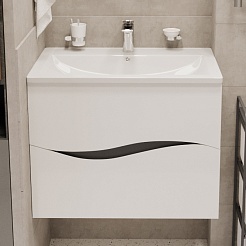 Mixline Тумба под раковину Лайф 70 подвесная белая – фотография-3