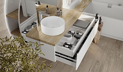 Jorno Тумба с раковиной Solis new 120 белая подвесная со столешницей из массива бука – фотография-4