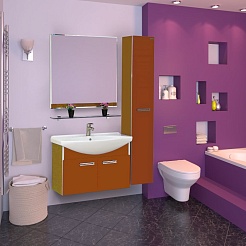 Misty Тумба с раковиной Джулия 75 подвесная оранжевая – фотография-4