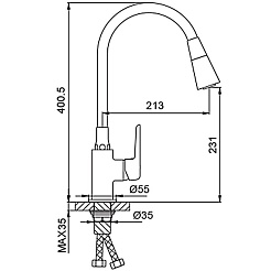 Frap Смеситель для кухни F4417-6 черный – фотография-3
