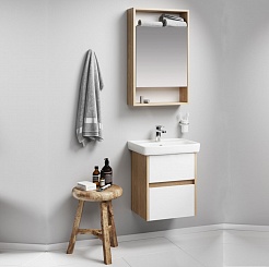 Aqwella Зеркало-шкаф для ванной Сити 50 дуб балтийский – фотография-2