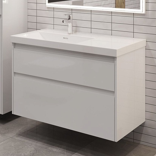 Aquanet Тумба с раковиной Nova Lite 2.0 100 L подвесная белая – картинка-3
