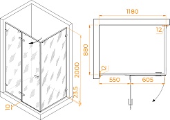 RGW Душевой уголок Stilvoll SV-040B 120x90 профиль черный стекло матовое сатинат – фотография-7