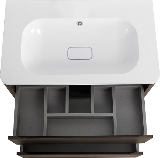 Cezares Тумба с раковиной без отверстия под смеситель Relax 80 подвесная оружейная сталь – фотография-4