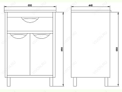 Водолей Тумба с раковиной "Габи 60" белый/венге – фотография-2
