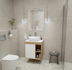 Teymi Тумба с раковиной Nura 60 дуб эврика/белый матовый T60527 раковина T50503 – фотография-2