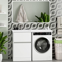 Misty Мебель для ванной с раковиной под стиральную машину Ингрид 120 L белая – фотография-1