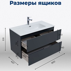 Aquanet Мебель для ванной Алвита New 90 Flat подвесная антрацит матовый – фотография-15