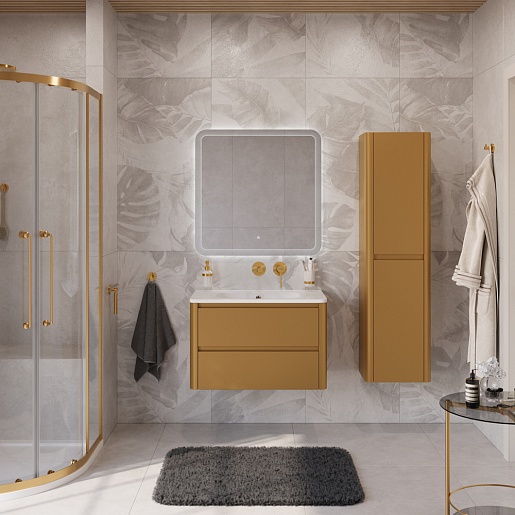 Cezares Тумба с раковиной без отверстия под смеситель Relax 80 подвесная брашированное золото – фотография-14