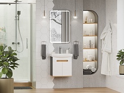 Misty Тумба с раковиной Сканди 50 подвесная белая/дуб крафт золотой/антрацит – фотография-10