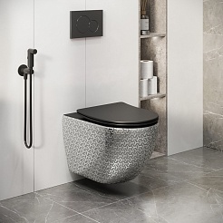 Grossman Унитаз подвесной Color GR-4411SBRS серебро/черный с текстурным узором – фотография-7