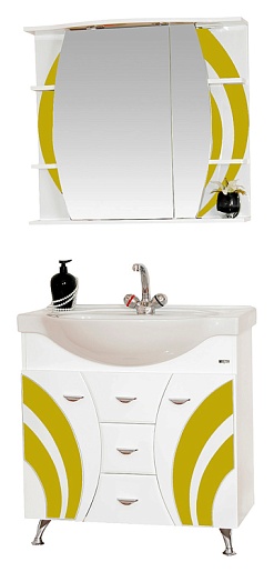 Misty Зеркальный шкаф Каролина 80 R желтое стекло – фотография-2